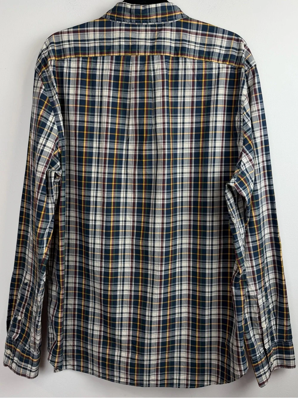 J. Crew Mens Button Down Long Sleeve Plaid Orange Cotton Pocket Shirt Size XL